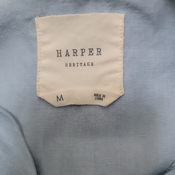 Harper Heritage Anthropologie 100% Tencel Med Chambray Stone Wash Top Blouse - Picture 5 of 5